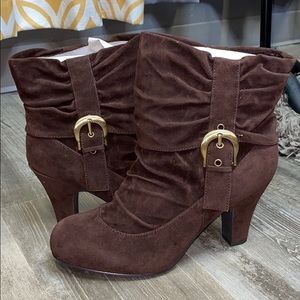 Qupid Brown Suede Praise Booties